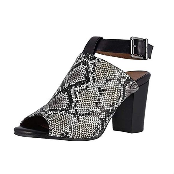 Vionic Shoes - NEW IN BOX! Vionic Kaia Peep Toe Ankle Strap Leather Heel Sandals - Snakeskin